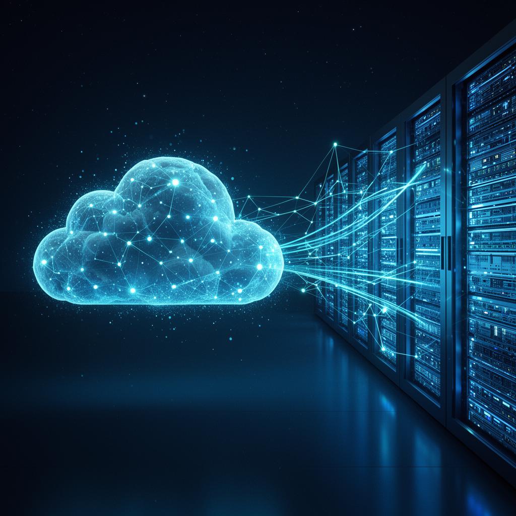Cloud lumineux connecté à des baies de serveurs on-premise